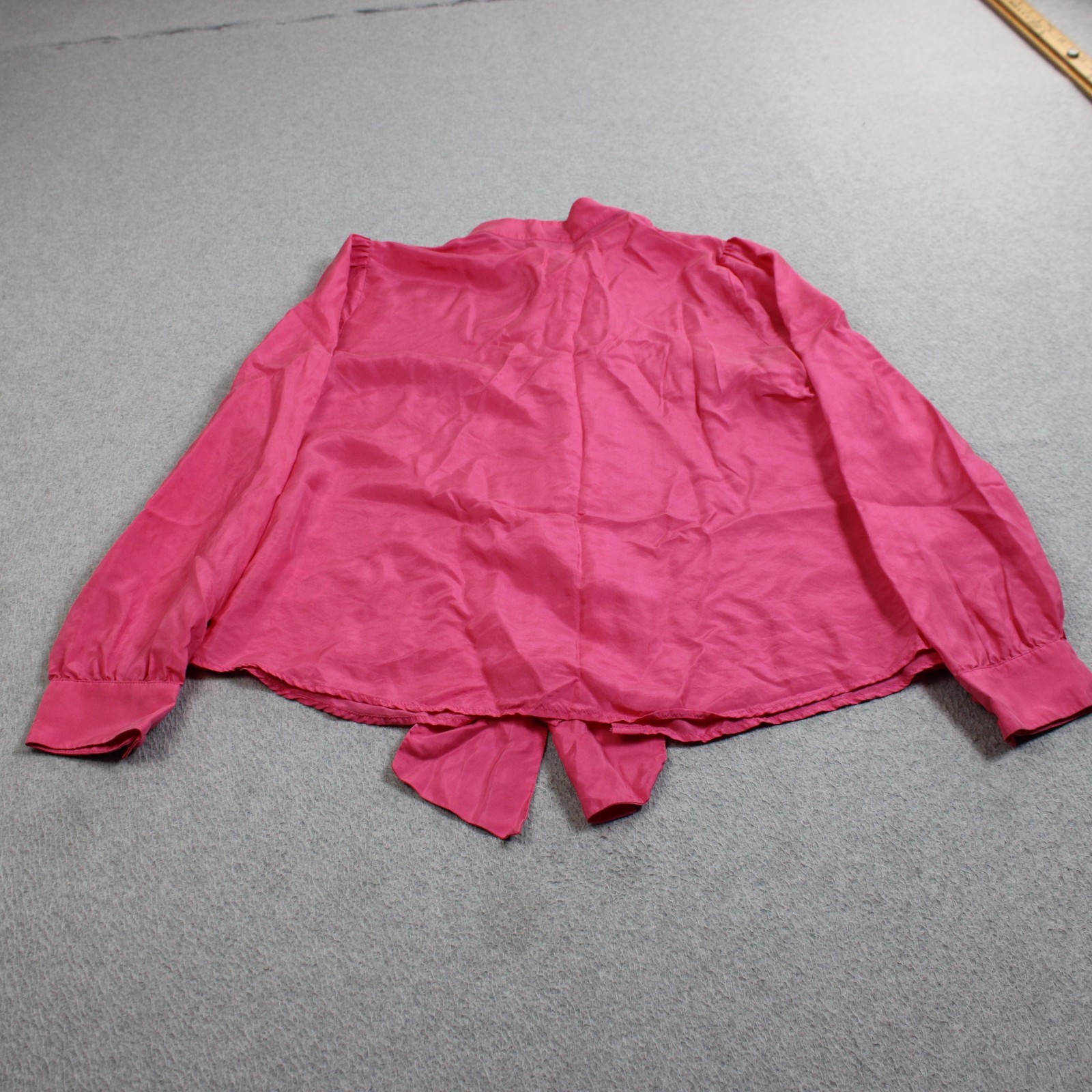 Boden Silk Shirt Women 10 US 14 UK Pink Tie Neck Button Long Sleeve Office Twee