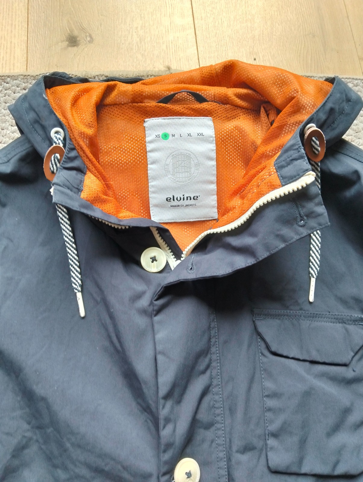 Elvine Bentley Jacket Men’s Size S Navy Blue Hooded Lightweight Parka Sweden