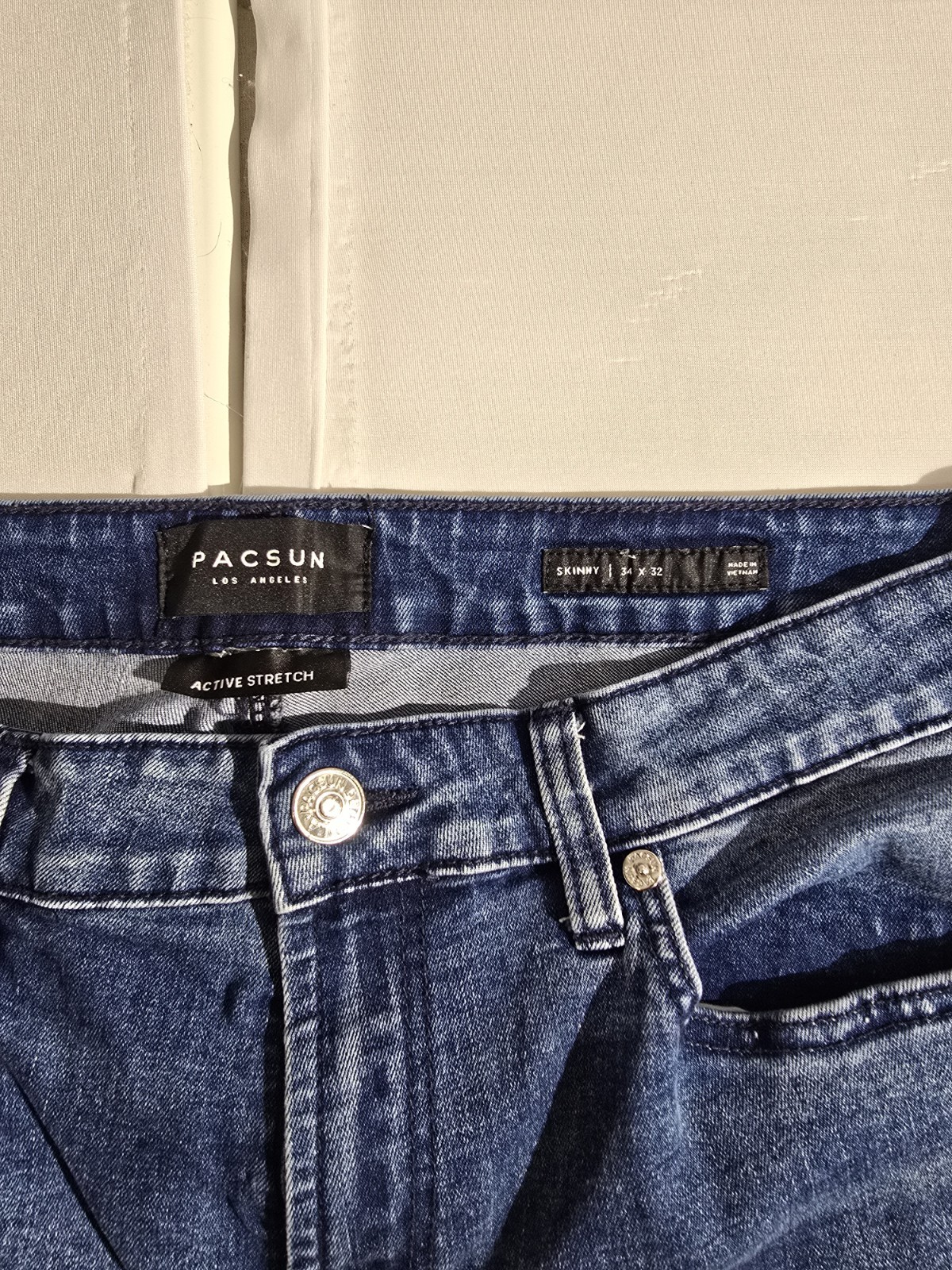 PacSun Active Stretch Skinny Jeans Men’s Blue Denim Mid Rise Zip Fly