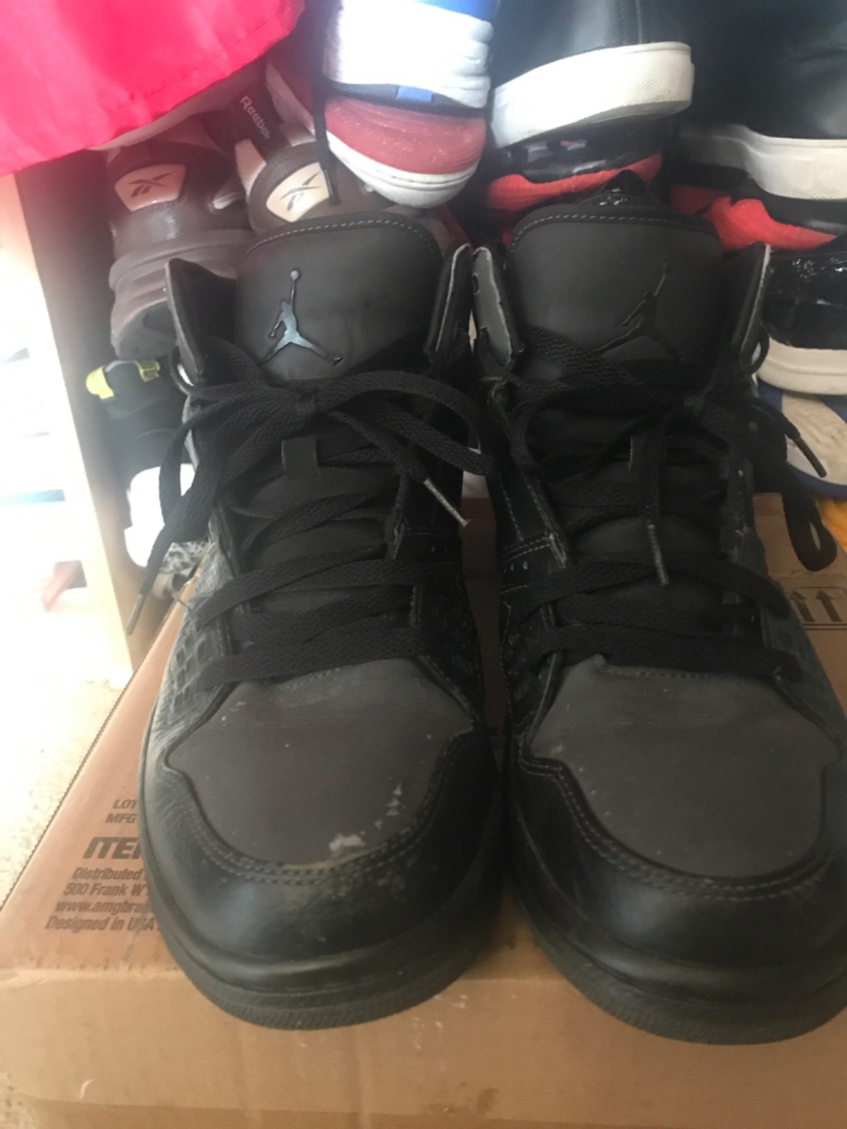 Authentic Nike Mens Air Jordan 1 Flight 372704-006 Black Basketball Shoes Sz 10