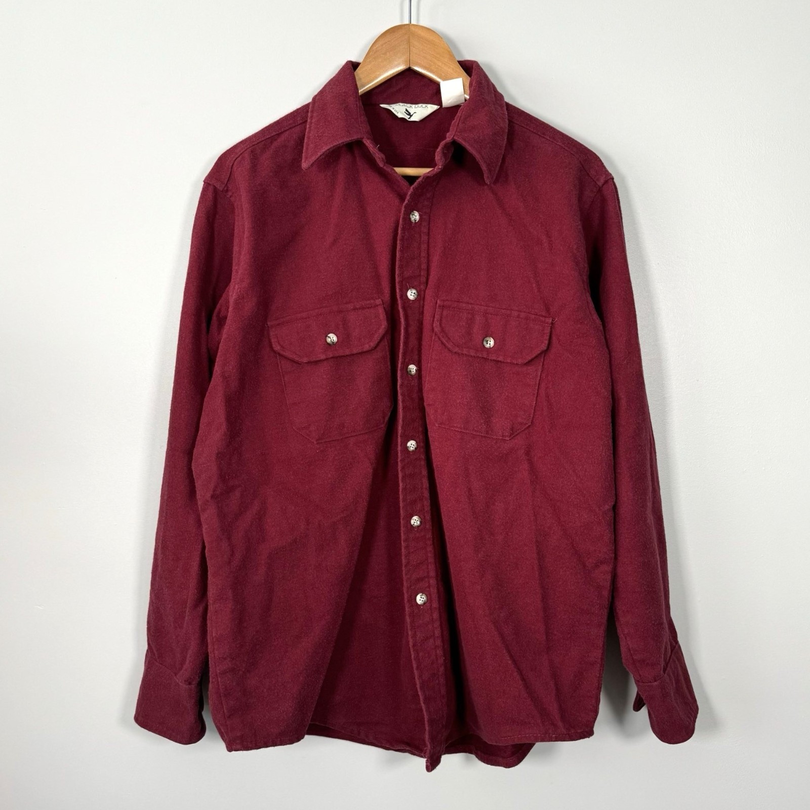 Vintage 70s 80s BLACK DUCK Heavy Cotton Chamois Shirt Made in USA Burgundy L