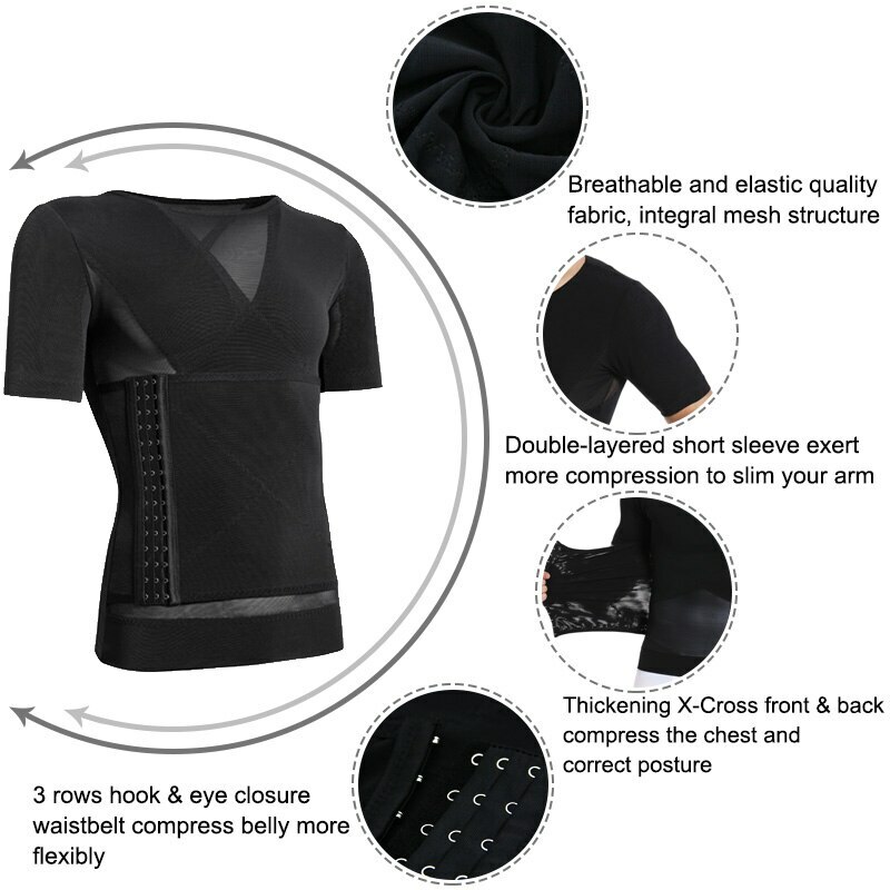 Men’s Slimming Body Shaper Compression Belt Tummy Control Shirt Girdle Vest Tank