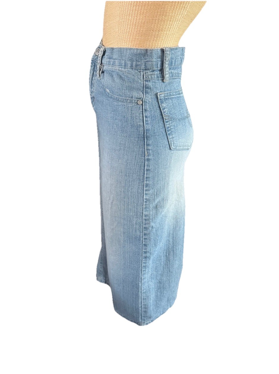 Vintage Squeeze Skirt Sz 3 / 4 Denim A Line Knee Length Stephen Hardy Y2K Light