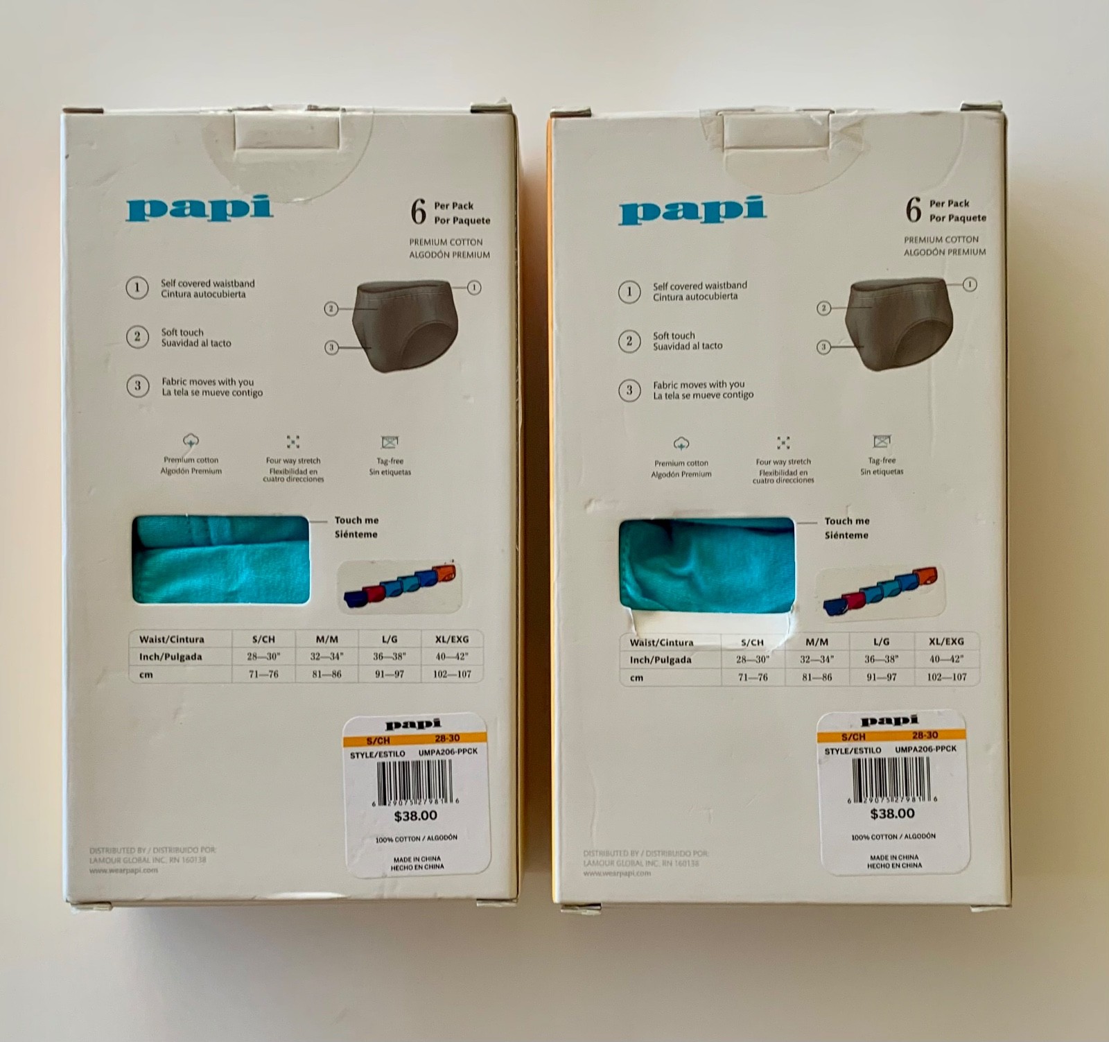 Two Boxes Papi 6-Men’s (12 Total) Premium Cotton Low Rise Briefs Small (28-30)
