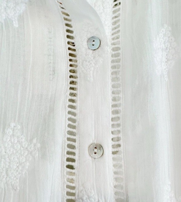 NEW! SUNDANCE LIVING CATALOG Cloverfield Embroidered TUNIC Shirt Top White M