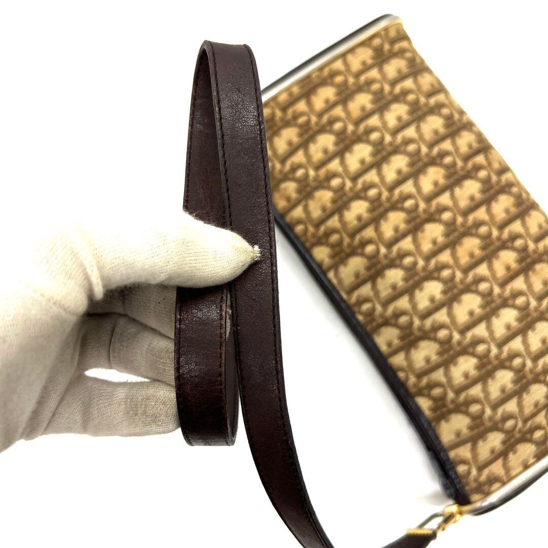 DIOR Shoulder Bag Trotter Canvas Brown Vintage Authentic From Japan