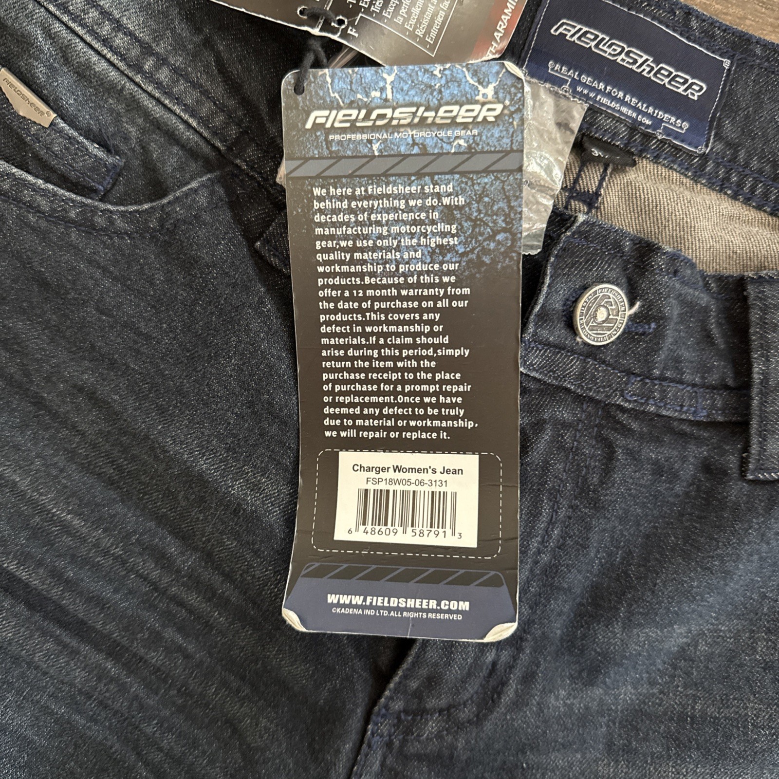 Fieldsheer Charger Motorcycle Riding Jeans Women 31×31 Made with Kevlar NWT