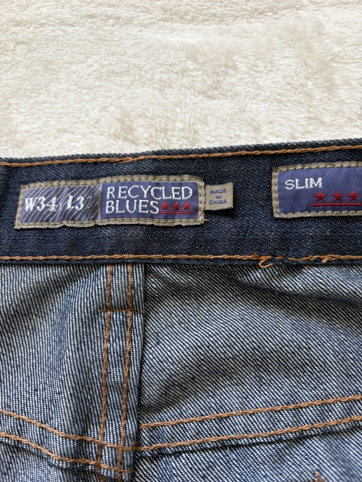 Recycled Blues Slim Fit Men’s Dark Wash Blue Denim Straight Jeans Cotton Blend