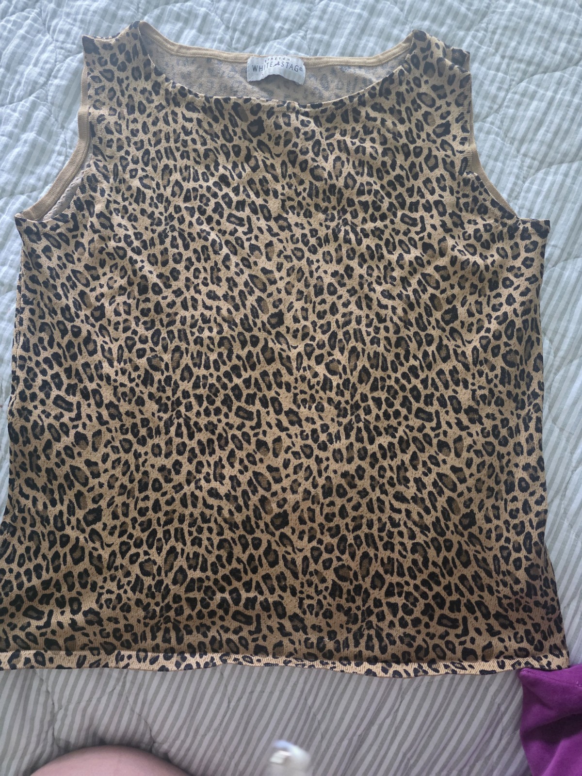 White Stag Stretch Leopard Animal Print Sleeveless Top Size M