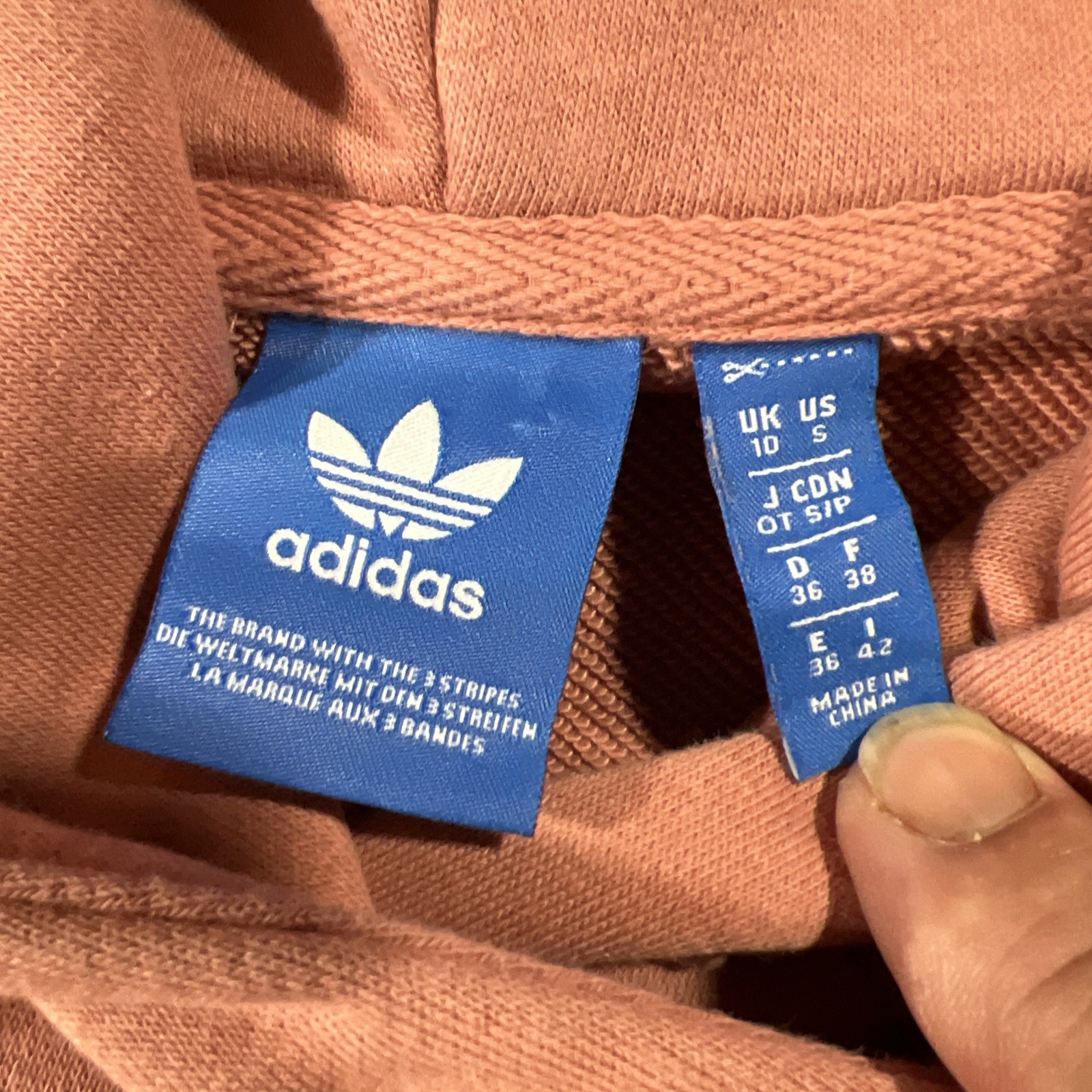 Adidas Hoodie Men’s S Salmon Pink Pullover Kangaroo Pocket Athletic Sweatshirt