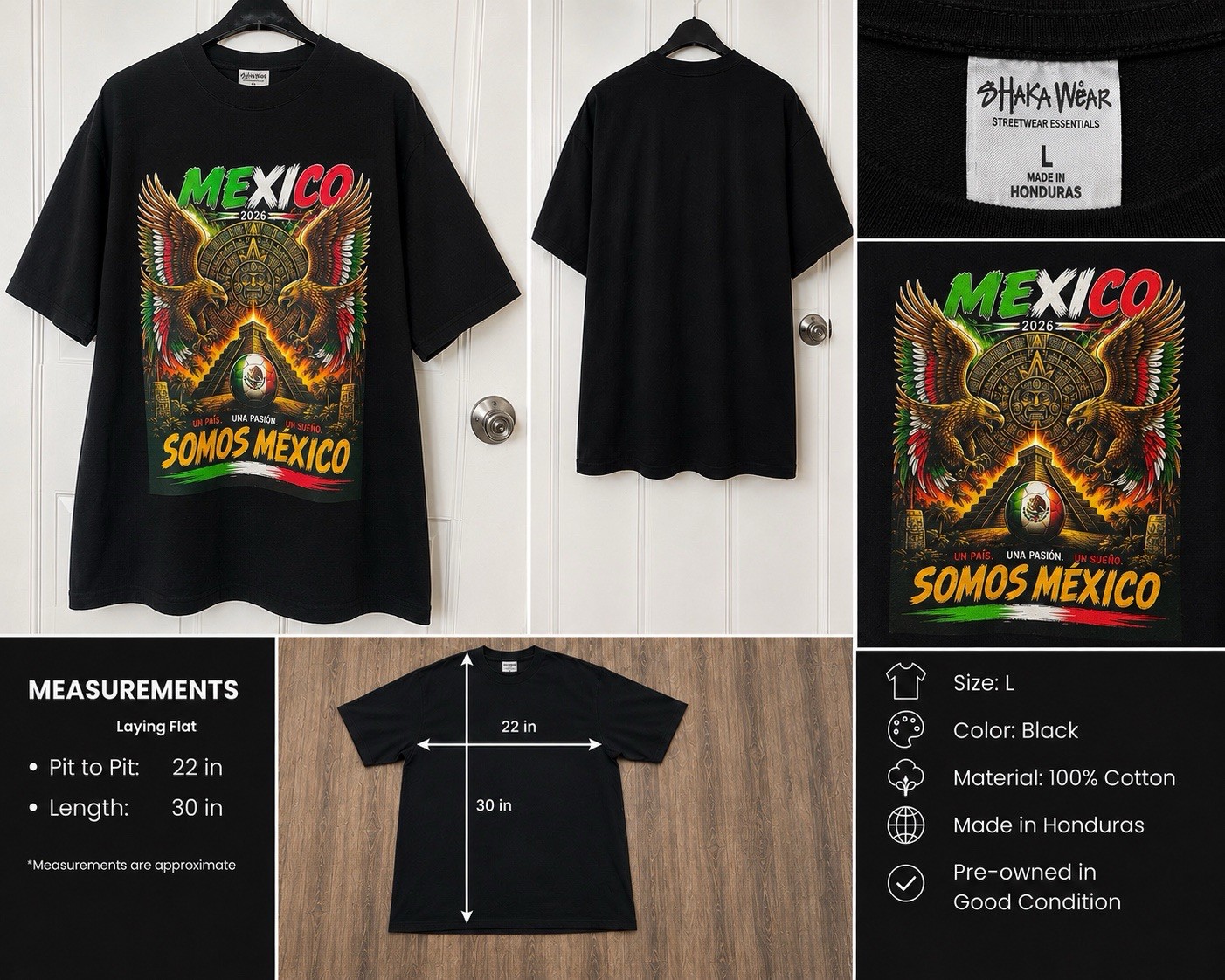 Premium Heavyweight Shaka Wear Large Mexico 2026 Graphic T-Shirt Men’s