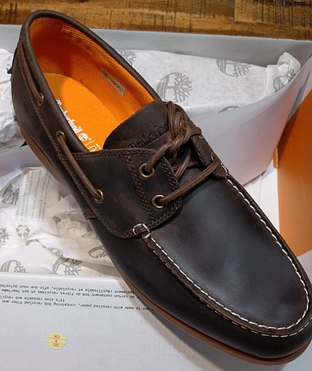 Mens Timberland Classic Cedar Bay Premium Handsewn Leather Boat Shoe 9.5 Wide