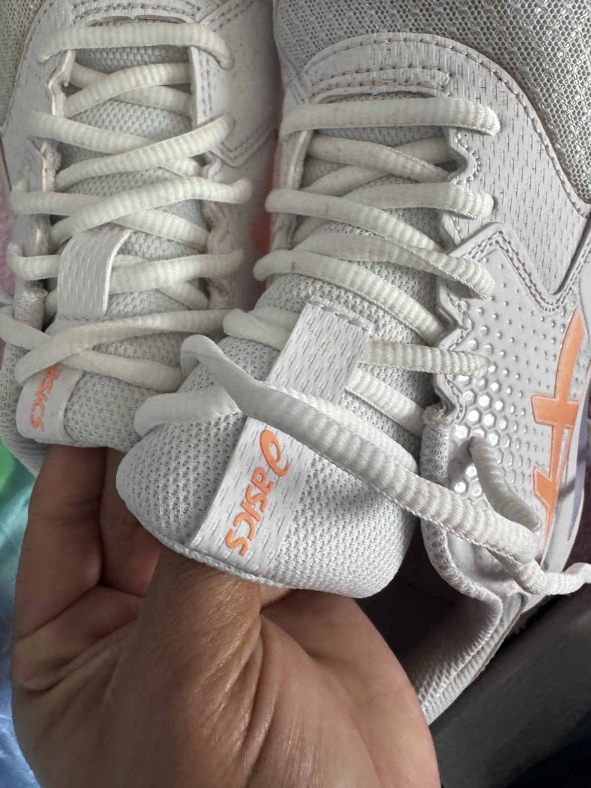 ASICS Gel Game 9 1041A337-100 Men’s Athletic Sneakers White Orange Purple Mesh