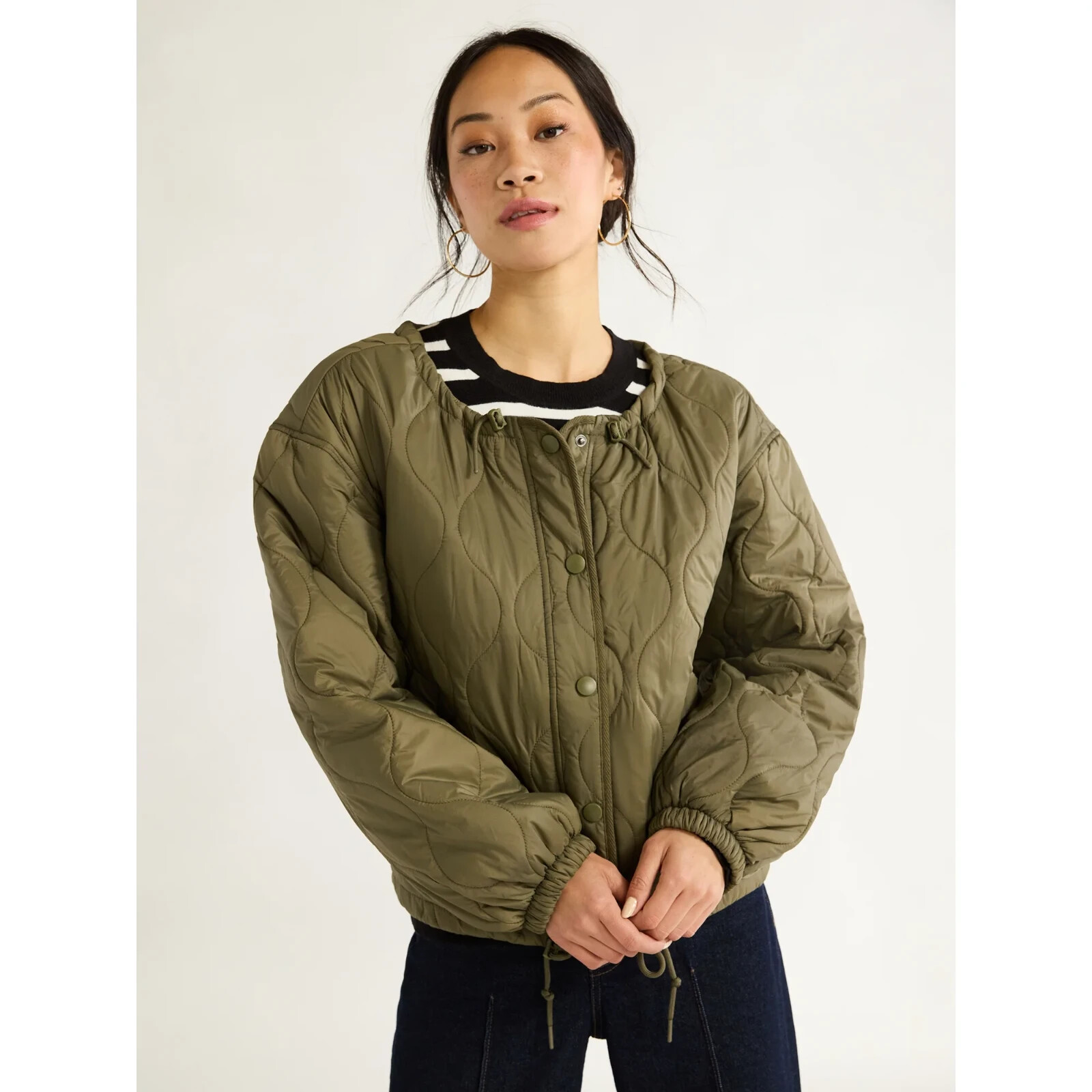 Free Assembly Women’s Quilted Parachute Jacket, XL