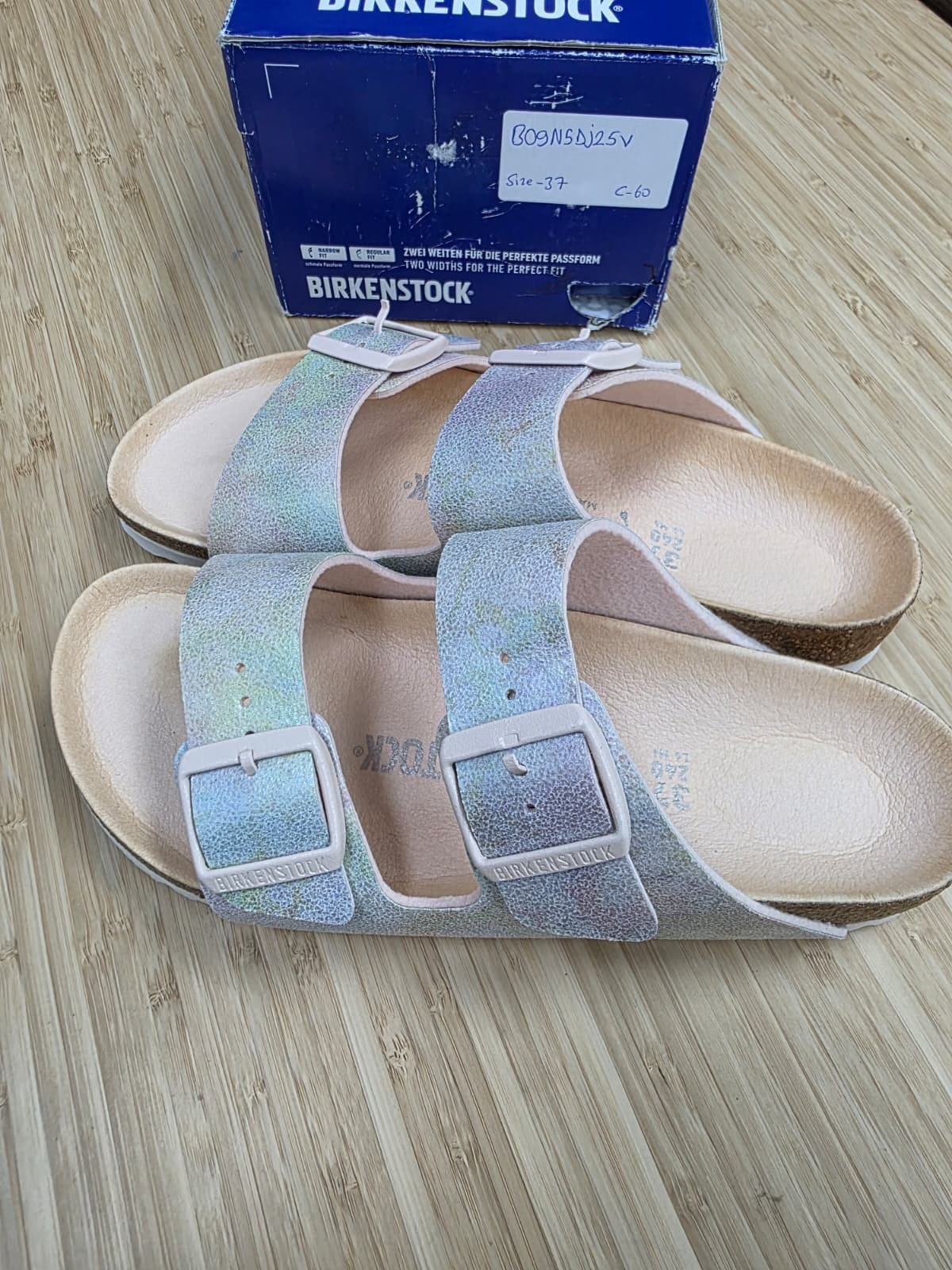 Birkenstock Arizona Slide Sandal Rose Iridescent Size EU 37/US W6-M4