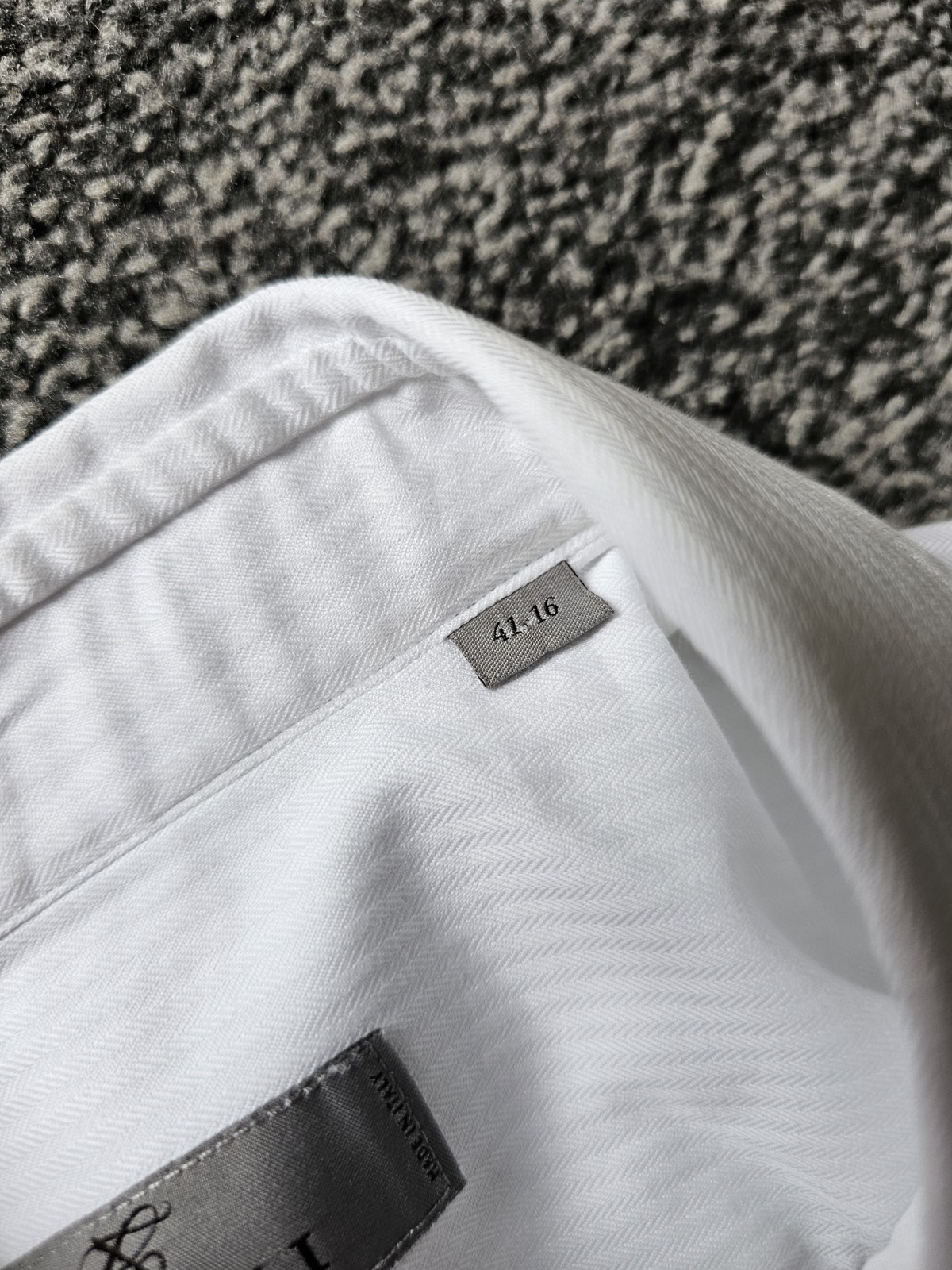 Canali White Dress Shirt 16/41 Double Cuff Herringbone Formal Regular *MINT*