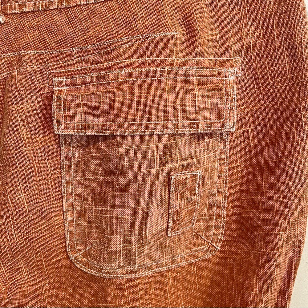 Pure Color ‘Cosmo’ Gorpcore Burnt Orange 100% Ramie Capris for Women. Size 30.