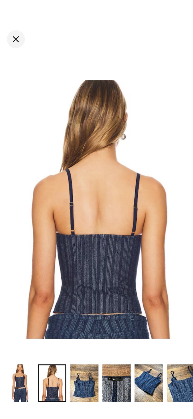 LIONESS Charismatic Denim Corset in Dark Pinstripe Size 0 NEW