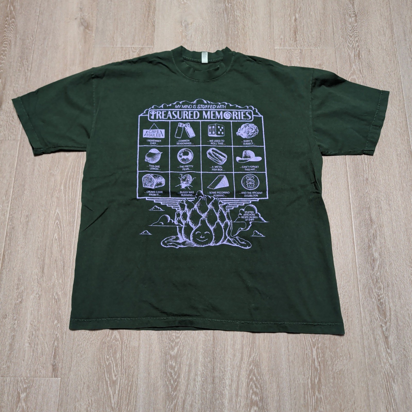 LA Apparel Stuffed Artichoke Recipe T-Shirt Cafe Hailee Catalano Mens 2XL Green