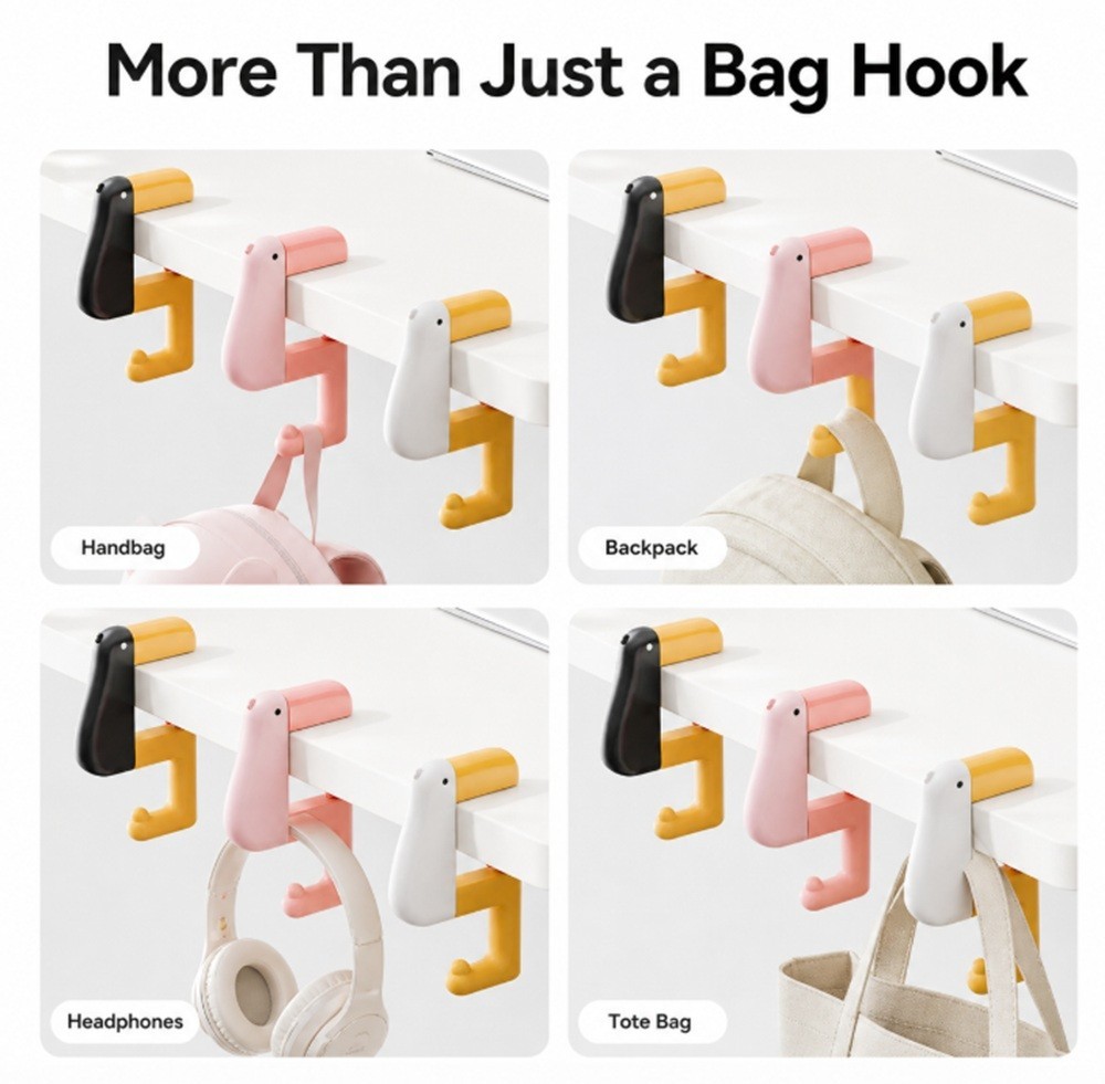 3-Pack Foldable Non-Slip Bird Purse Hook – Compact Table & Travel Bag Hanger