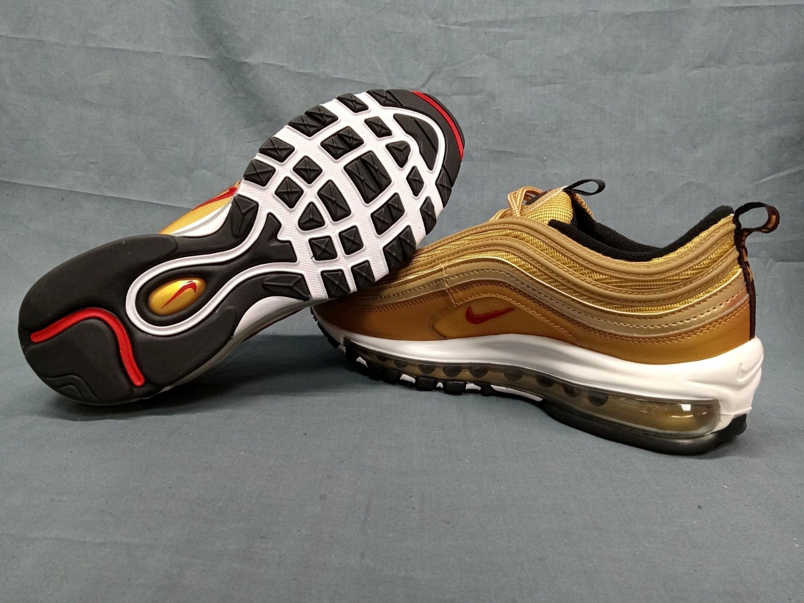 Nike Air Max 97 QS (GS) Sneaker Metallic Gold Varsity Red Boys Size 7 NEW NO BOX
