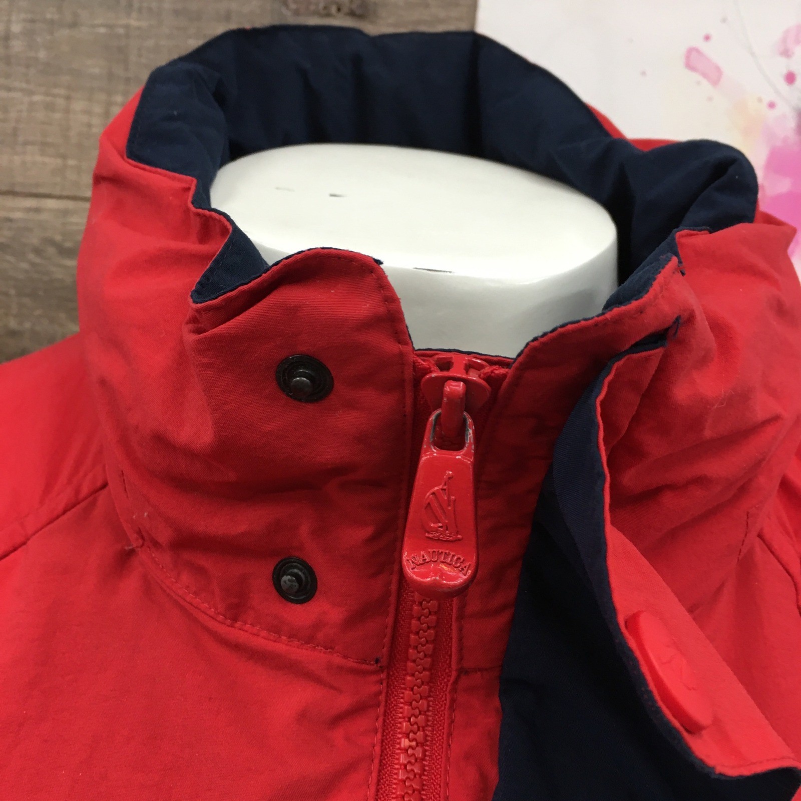 Vintage Nautica Windbreaker Jacket Mens Small Red Navy Blue US2 Sailing 90s