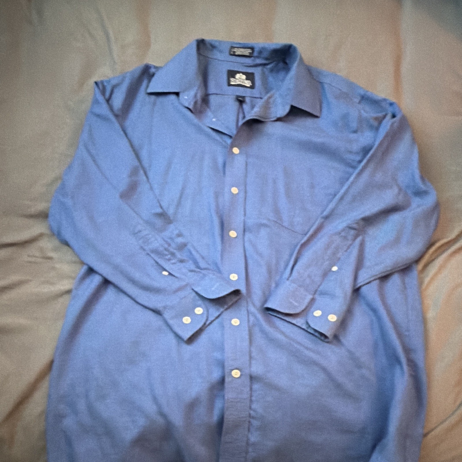 Stafford Stretch Dress Shirt Blue Solid Collared Long Sleeve 17 32/33