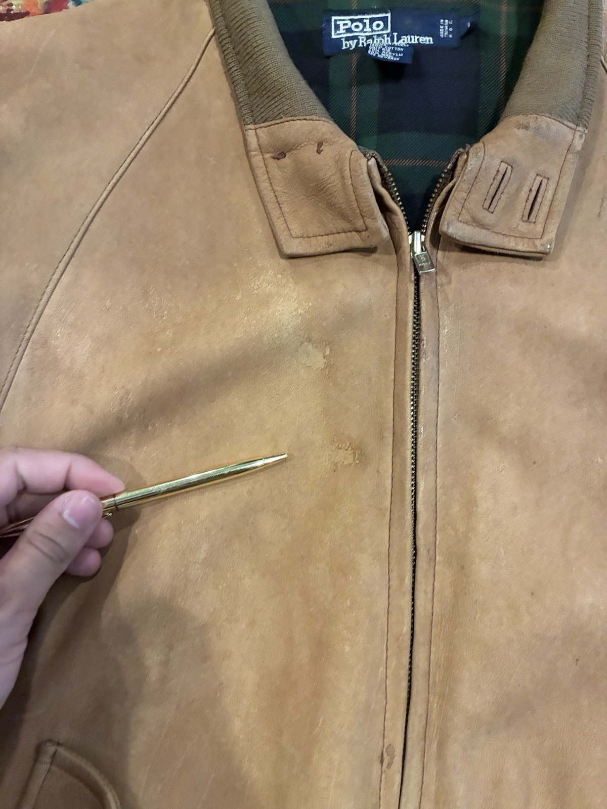 Vintage Polo Ralph Lauren Suede Western Jacket Zip Up Bomber Style Large Mens