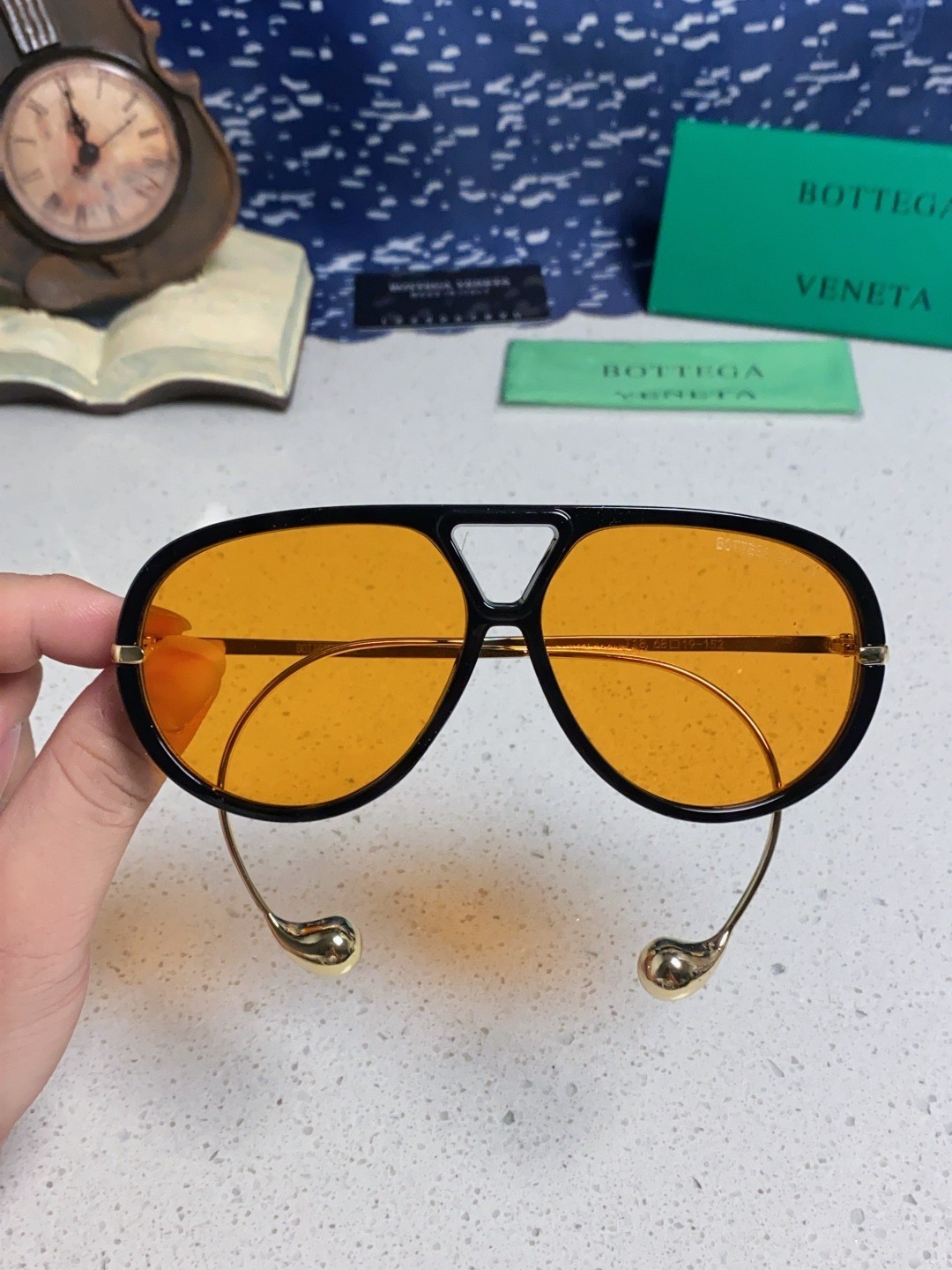 Bottega Veneta BV1273S Sunglasses Black Frames orange Lenses 63-12-175