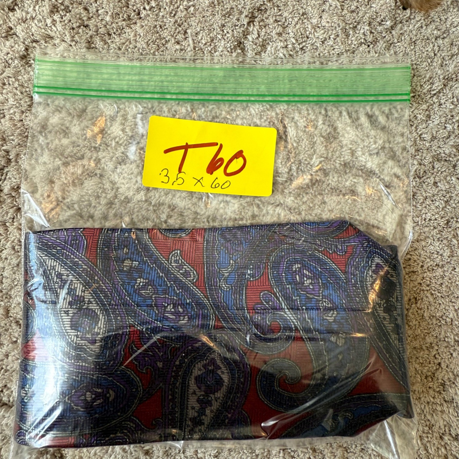 Mens Oversized Paisley Silk Necktie Red Blue Purple Woven Pattern 3.5×60 Tie