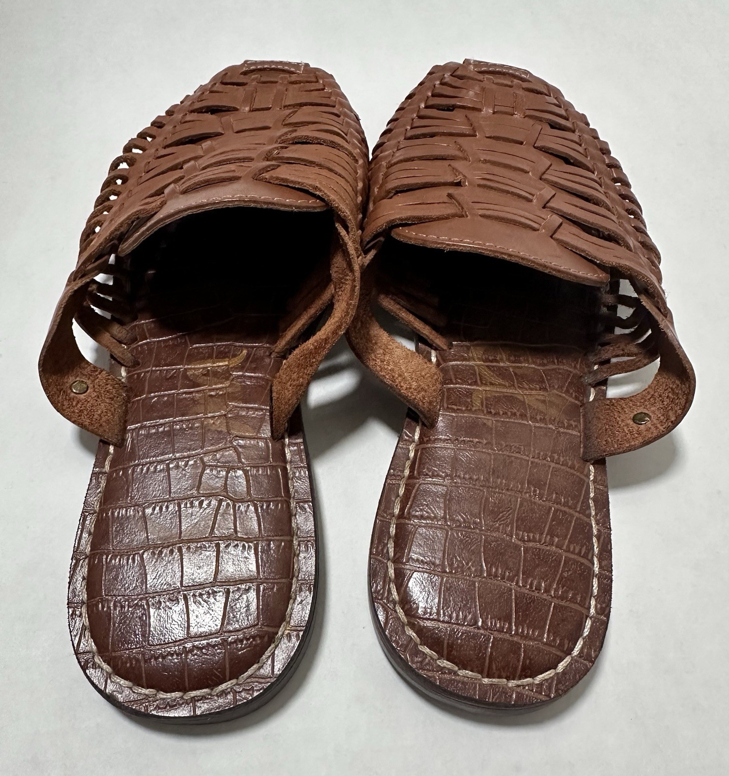 Sam Edelman Brown Woven Leather Mule Slides Fisherman Huarache Slip On Size 7