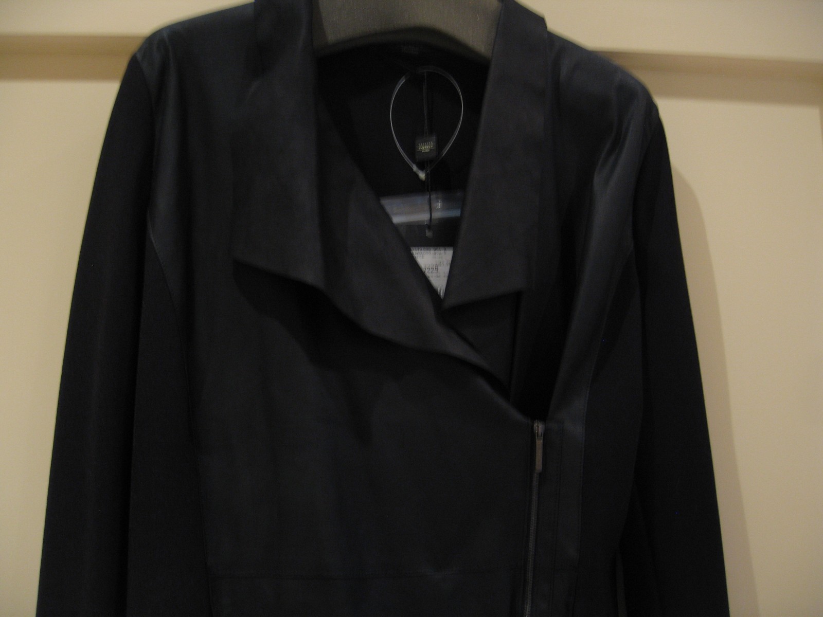Max Mara Weekend Draped Collar Goat Soft Leather Jacket Black Size Uk 16