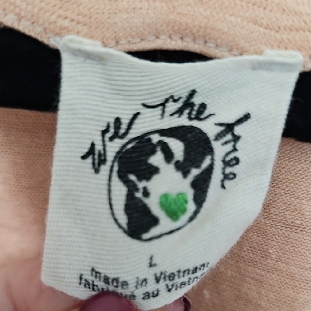 We the Free Large Oversized Peach Long Sleeve Smocked Wrist Hemp Blend Top