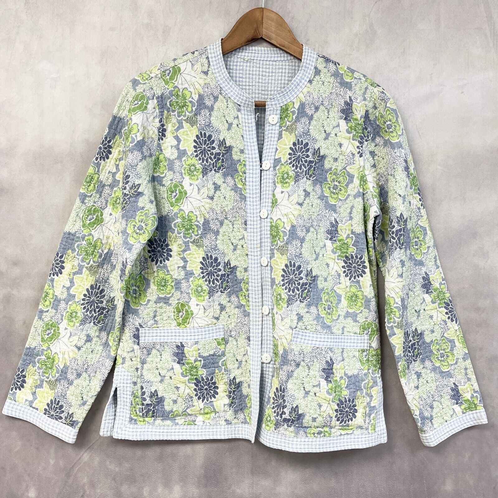 Quilted Floral Jacket Womens Medium Reversible Cottagecore Boho Indie Granny