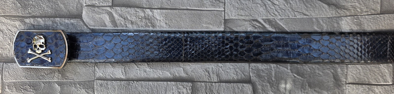 PHILIPP PLEIN PYTHON LEATHER BELT SKULL / 110 / NEW /