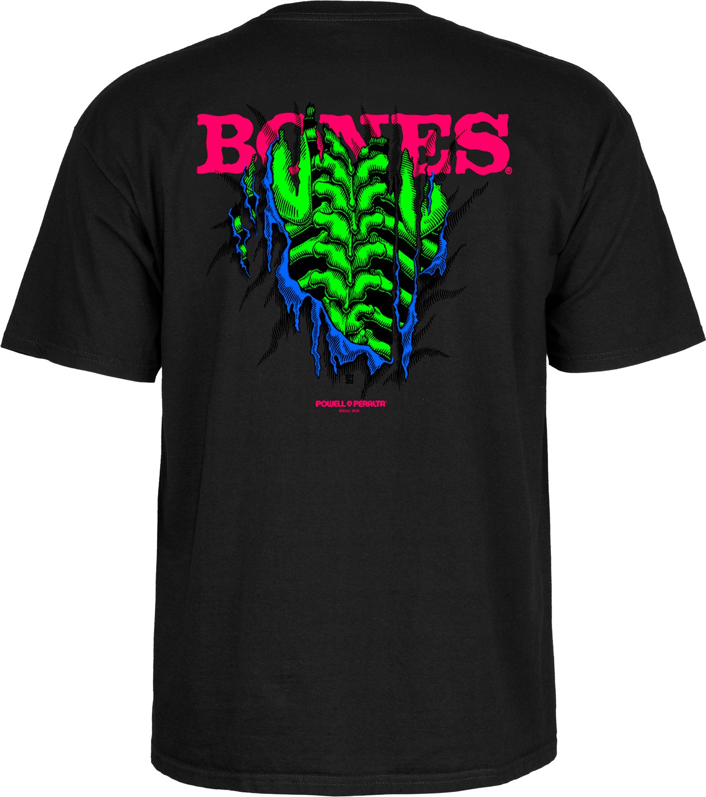 Powell Peralta SHRED Skateboard T Shirt BLACK w/BLACKLIGHT Graphic