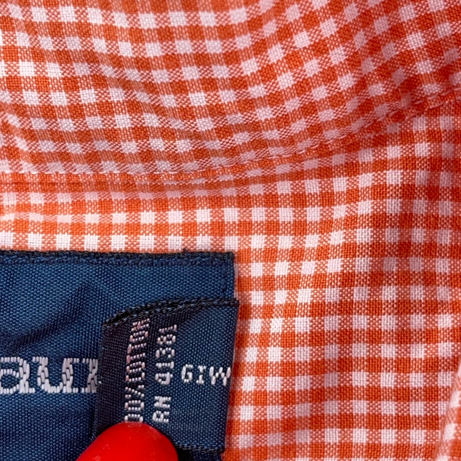 Ralph Lauren Shirt Men Medium Orange Button Up Custom Fit Gingham Poplin Dress