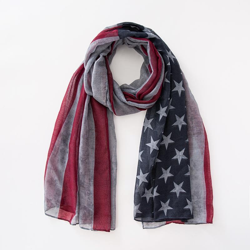 Popular Shawl American Flag Oblong Scarfs Stars Pattern Headscarf Soft Love Gift