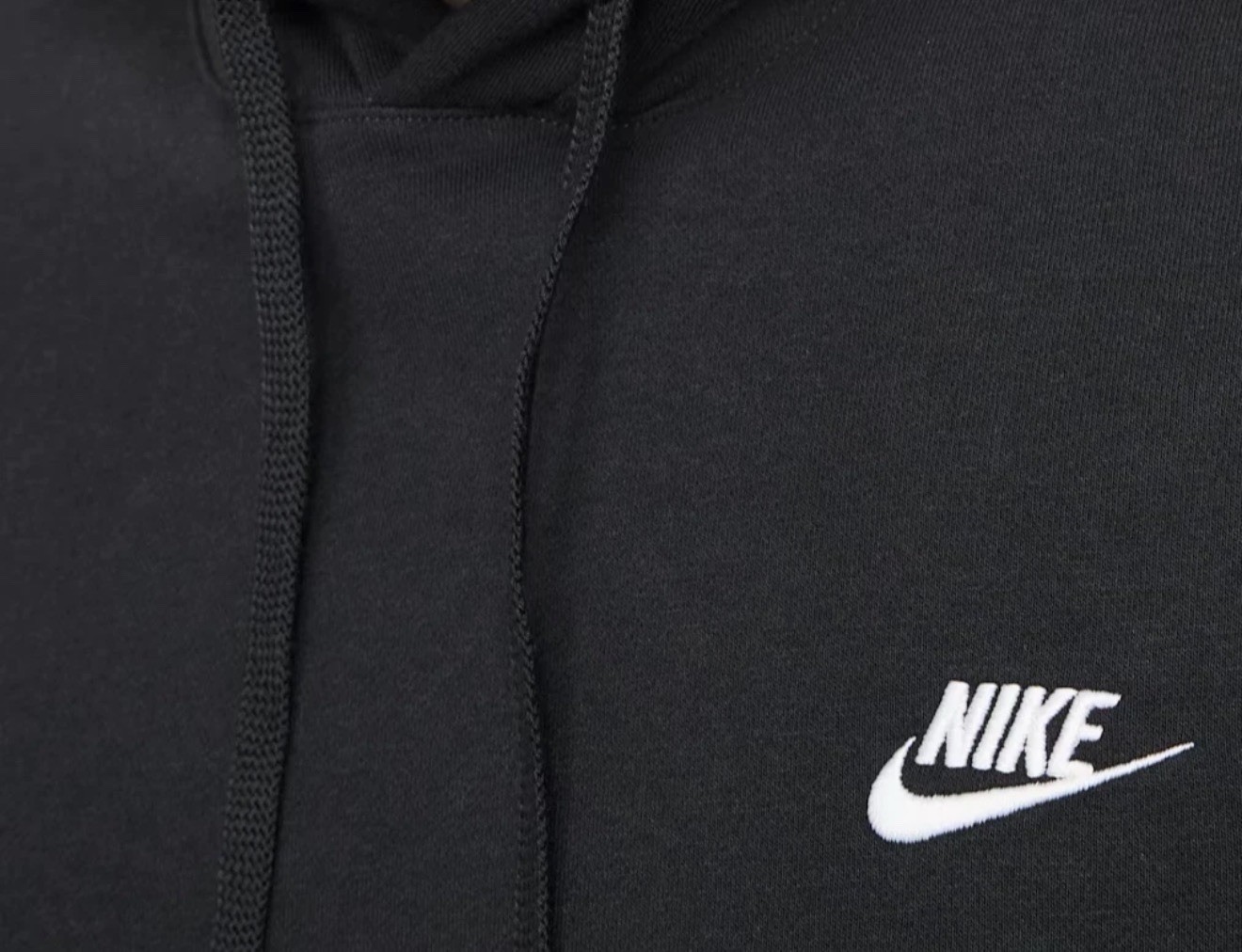Mens Nike Club Hoodie Medium Pullover BV2654-010 Black With White Nike Logo New