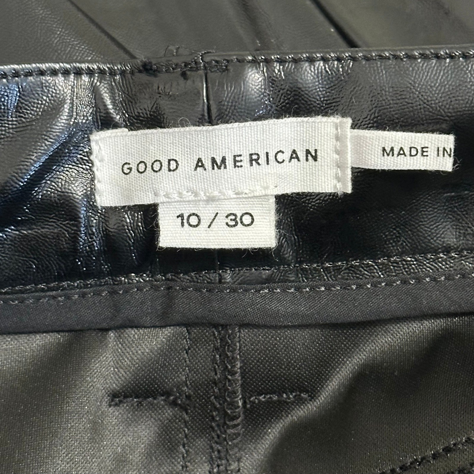 Good American Faux Patent Leather Black Straight Leg Pants Size 10 New