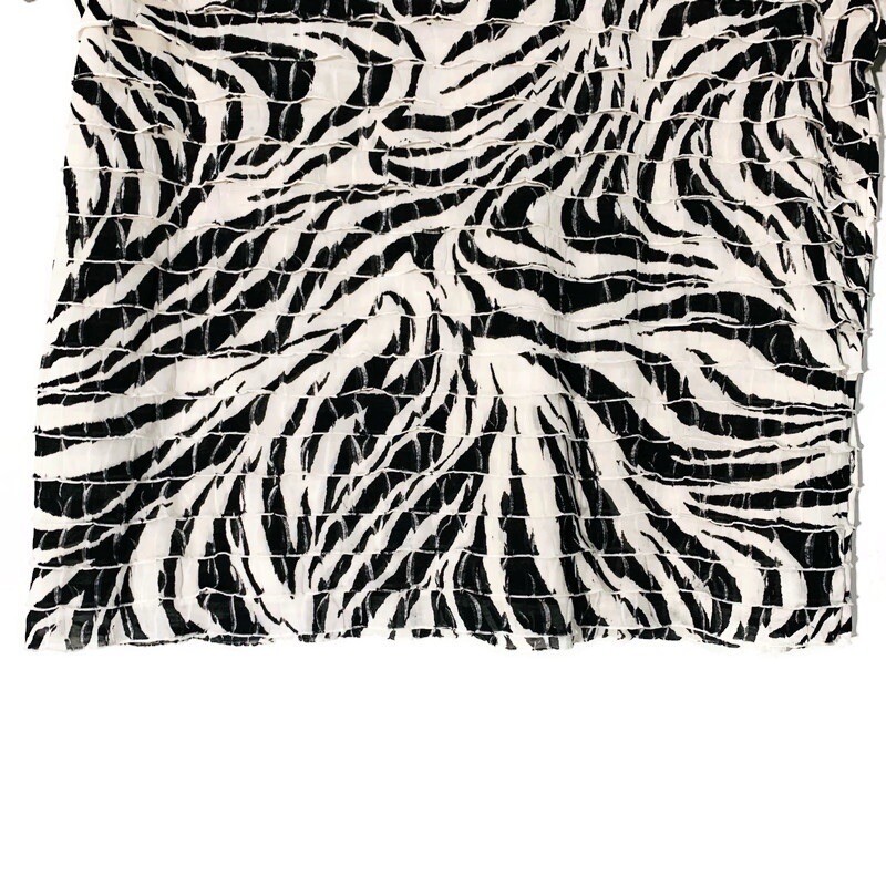 Alfred Dunner Petite Medium Zebra Print Textured Ruffle Layered Top Black White