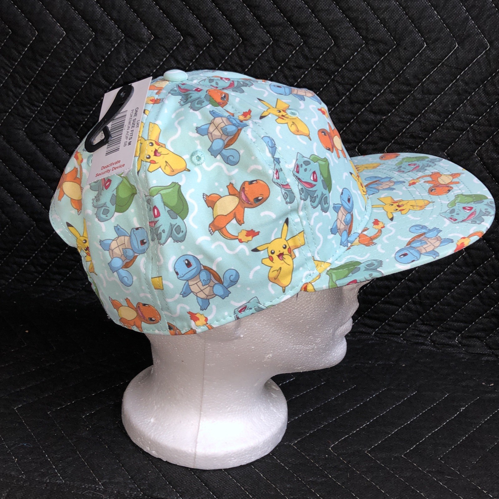 NWT Pokémon All-Over Print Snapback Hat Pikachu Charmander Squirtle Bulbasaur