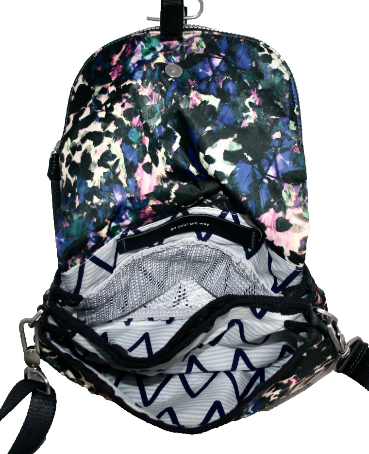 LULULEMON Party Om Crossbody Shoulder Bag Floral Backdrop Black Multi Deep Coal