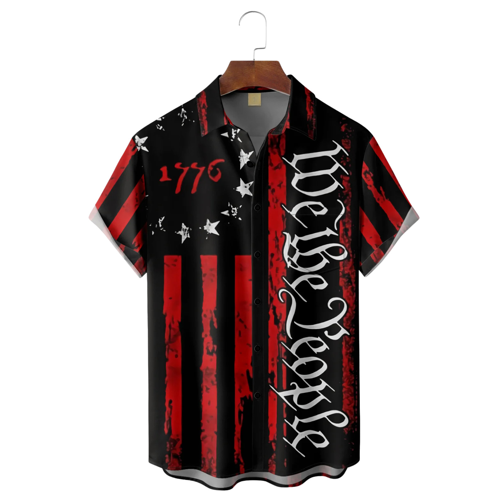1776 We The People Red And Black Hawaiian Golf Shirt 250th Anniversary Tropical