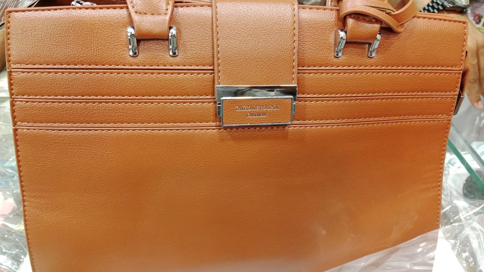 Women’s Tan Leather Office Handbag Top Handle Shoulder Tote Satchel Crossbody