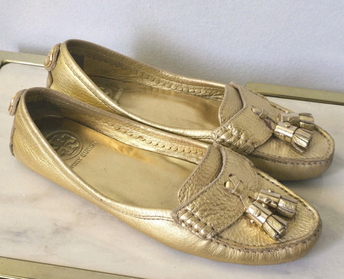 TORY BURCH Lawrence Tassle Leather Driver Moccasin SZ 7M