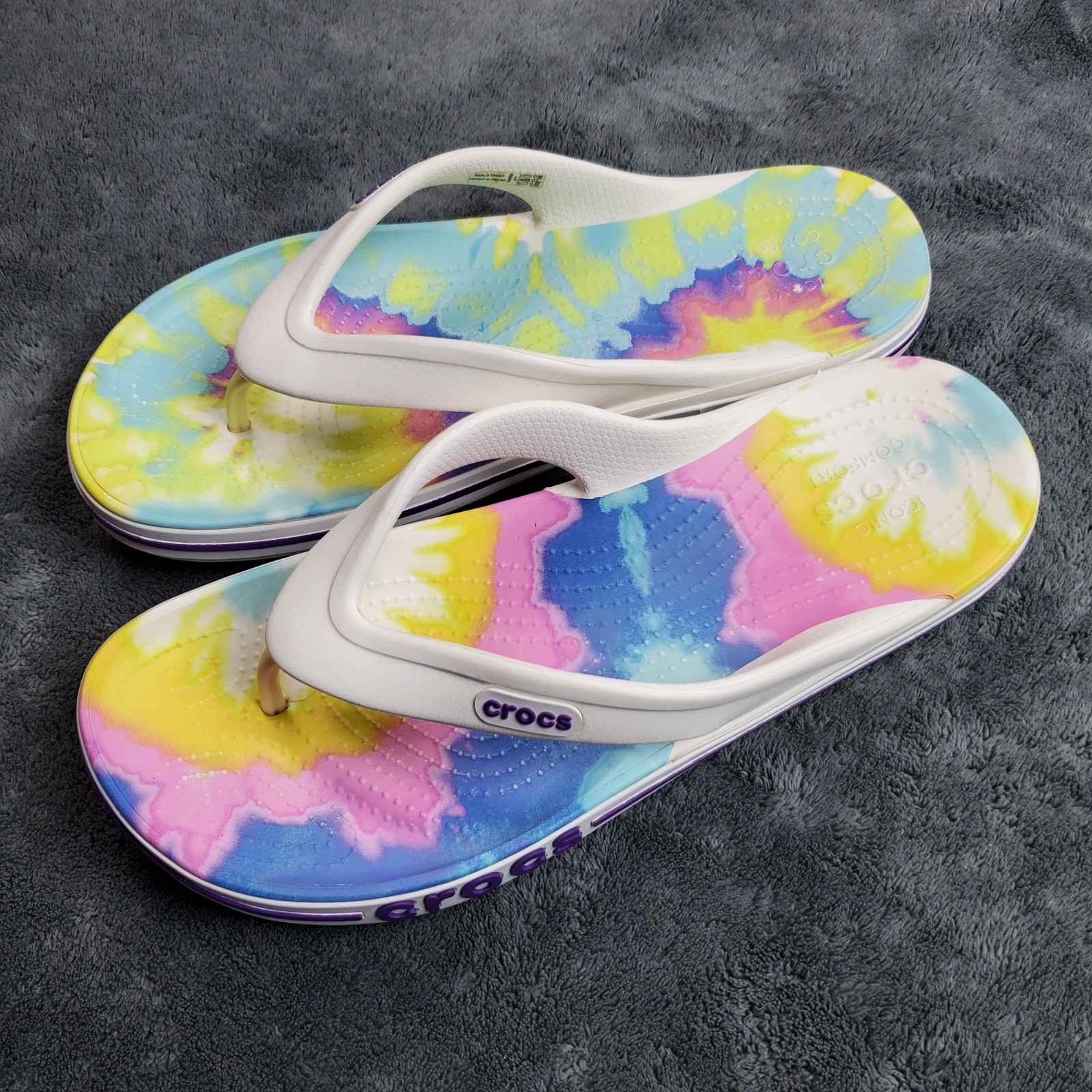 Crocs Bayaband Tie Dye Mania Flip Flops Men’s 11 Multi Sandals 206358