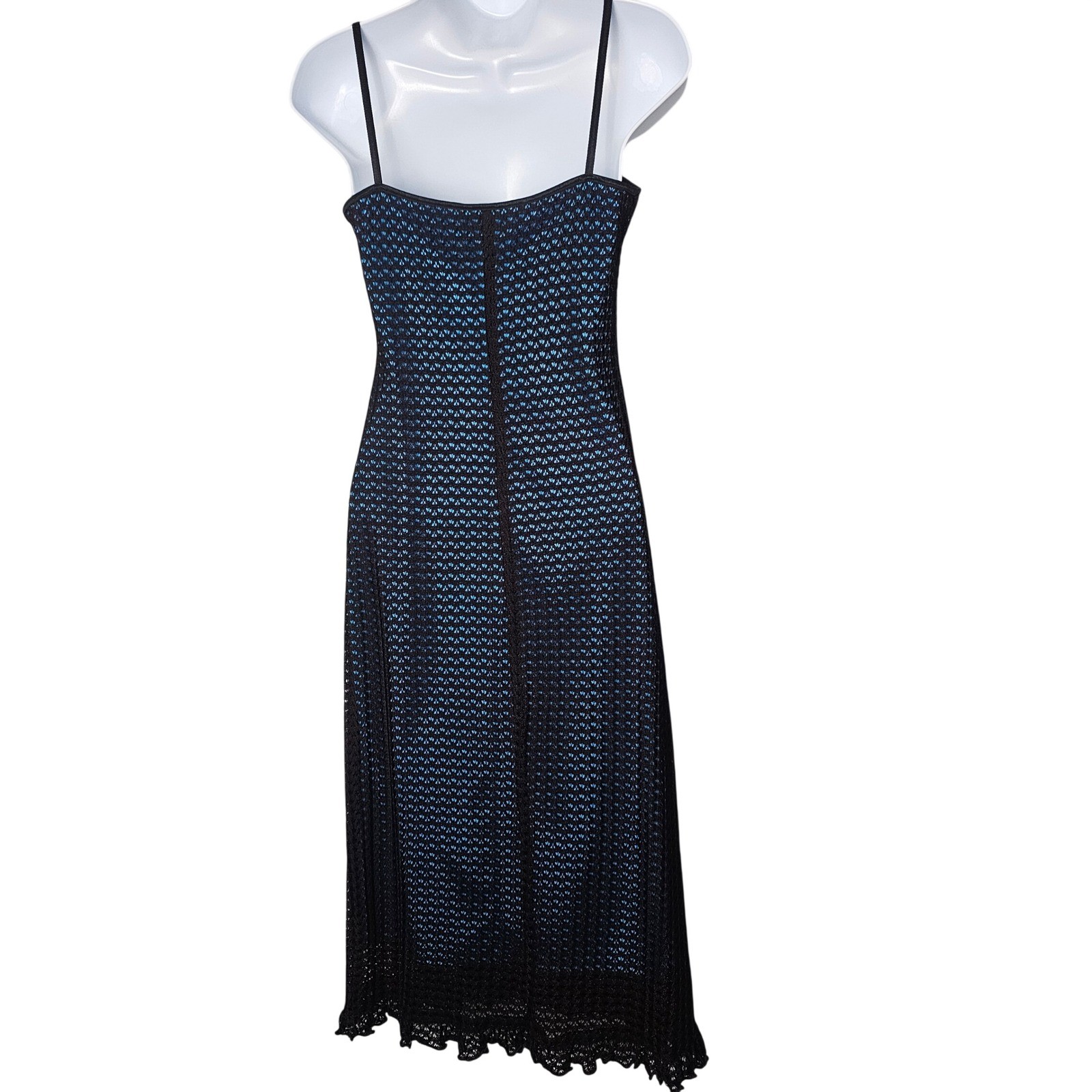 Breakin Loose Y2K Crochet Overlay Midi Dress Women 3/4 Black Blue Whimsigoth