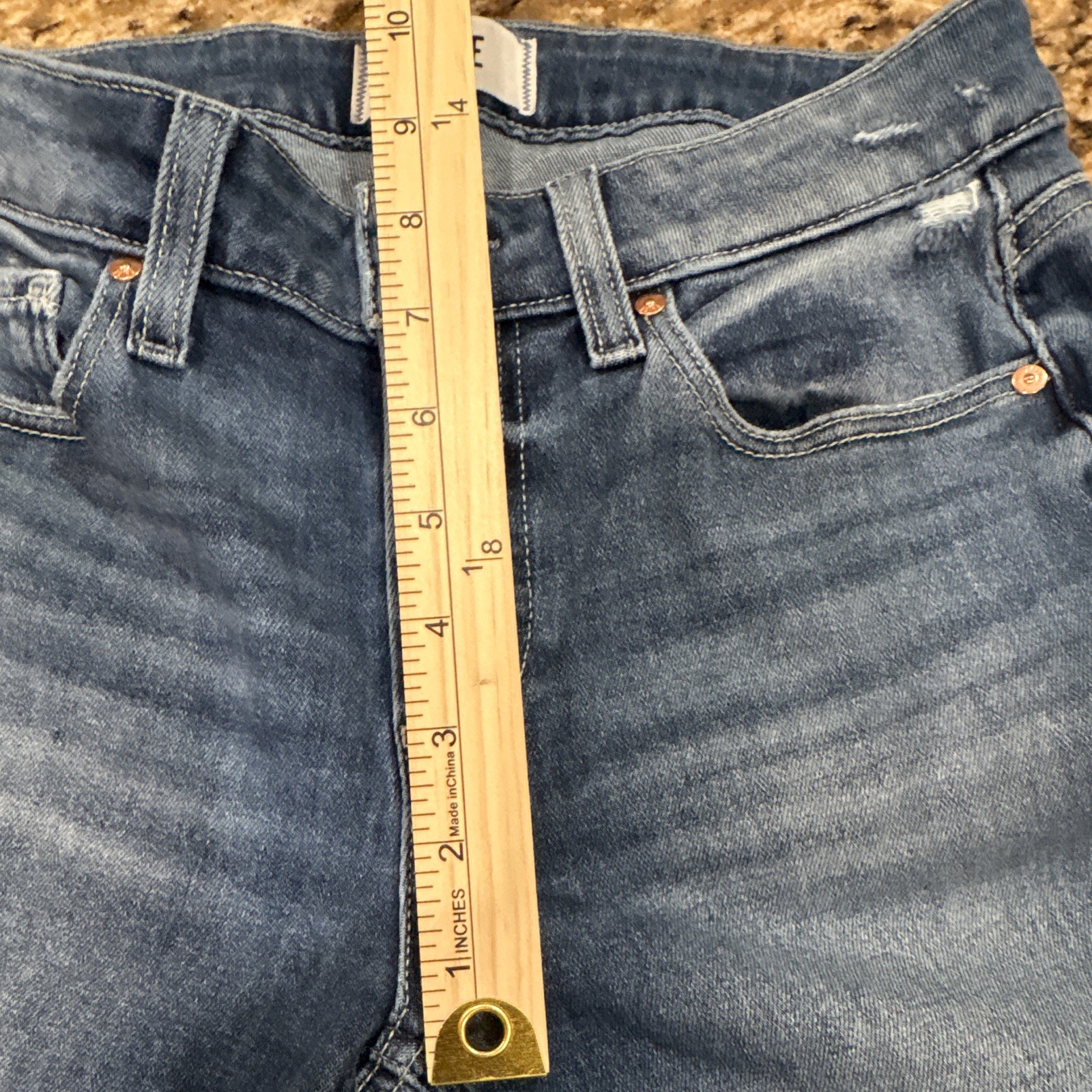 PAIGE Verdugo Skinny Jeans Medium Wash Distressed Stretch Mid Rise Blue 27 #J6