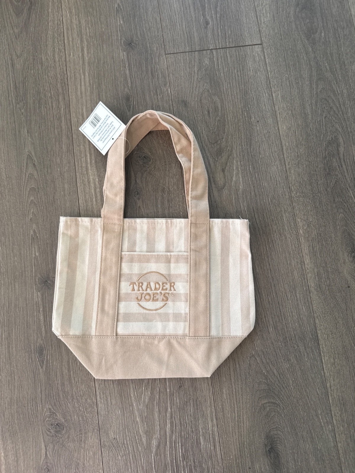 Trader Joes LIMITED Pastel Striped Mini Tote | Beige